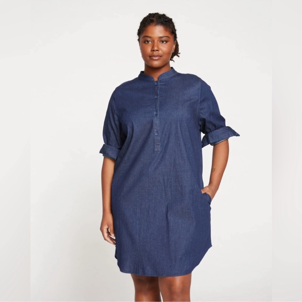 Universal Standard Hannah Denim Shirt Dress Dark Indigo Wash Size L, 22-24 Women